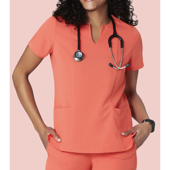 Mandala Women's Coral Scrubs Top and Jogger Set - Size XS - Picture 2 of 2